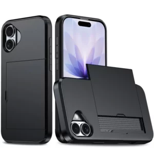 iPhone 16 Card Holder Slide TPU Case in Black