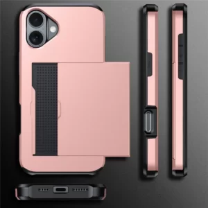 iPhone 16 - Card Holder Slide Case in Rose Gold