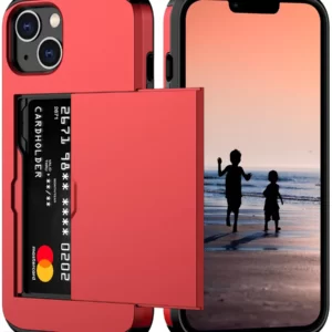 iPhone 13 or 14 Card Holder Slide TPU Case in Red